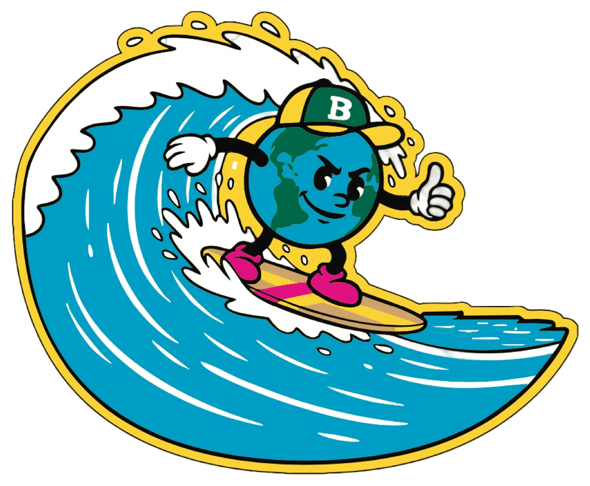 Raimundo surfing, Too Much Tours mascot